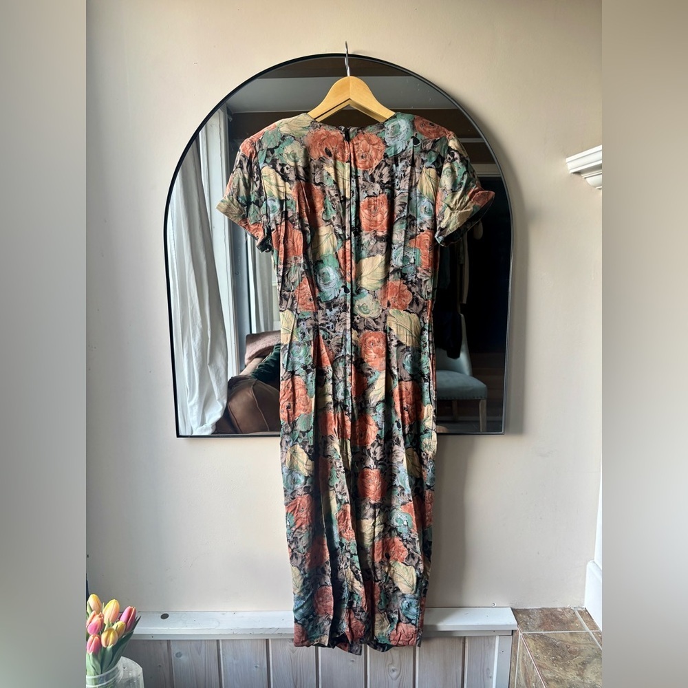 Vintage LA BELLE | floral midi dress | size 7 - Picture 3 of 6